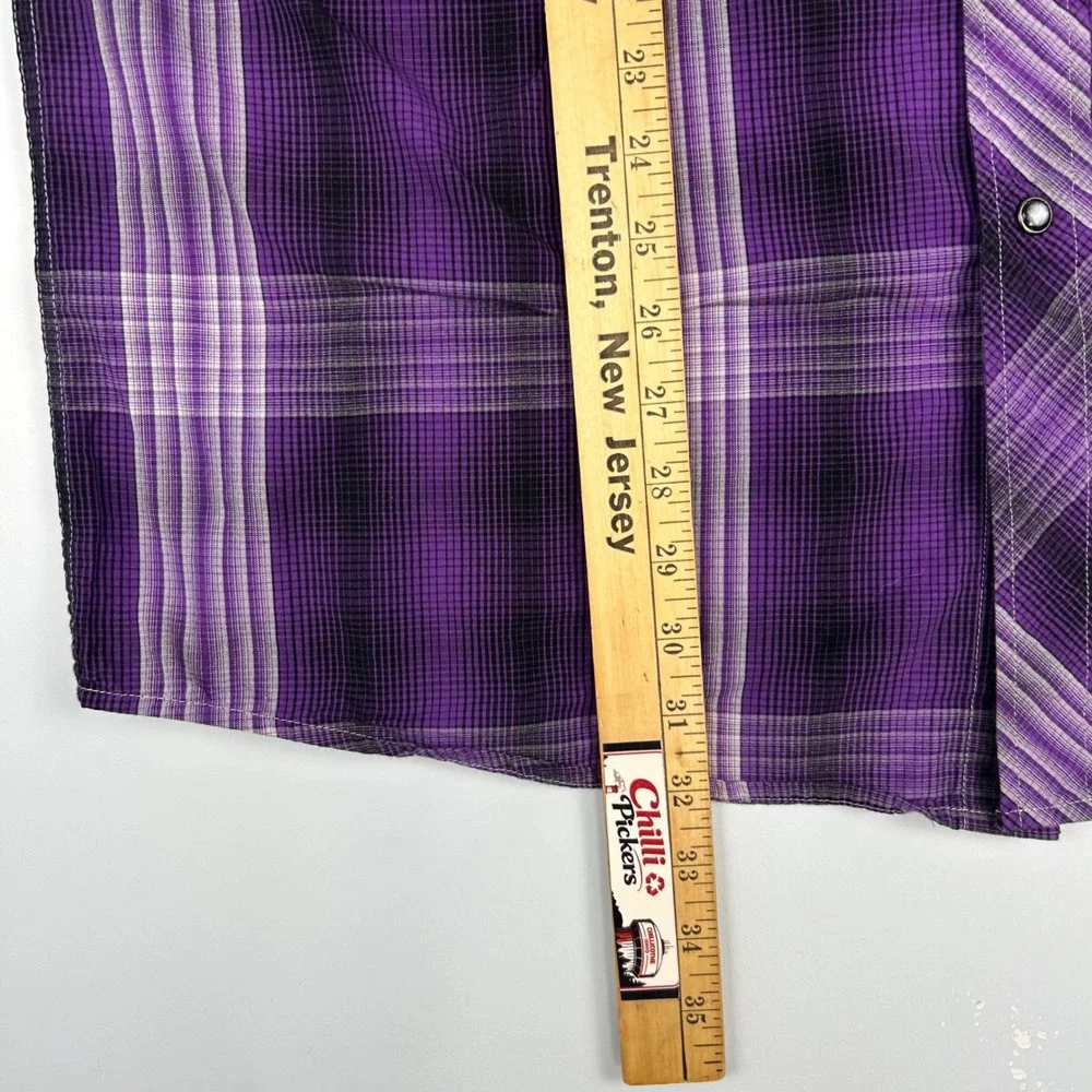 Garth Brooks Sevens by Cinch Mens XL Purple Plaid Western Snap Long Sleeve Shirt - Picture 8 of 11
